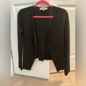 LOFT black knit moto style cardigan jacket size XS